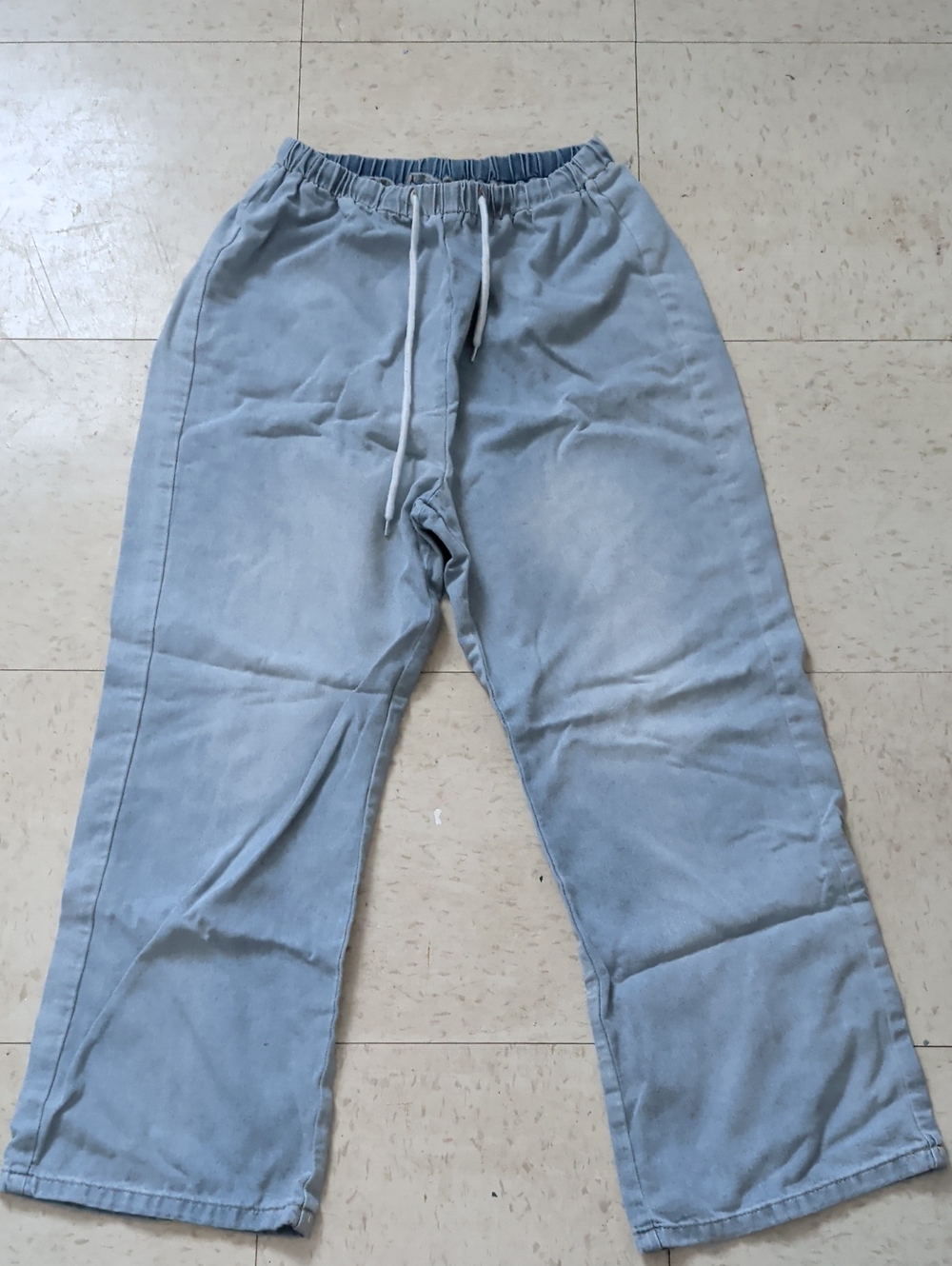 Women's Light Gray Wide Leg Drawstring Pants